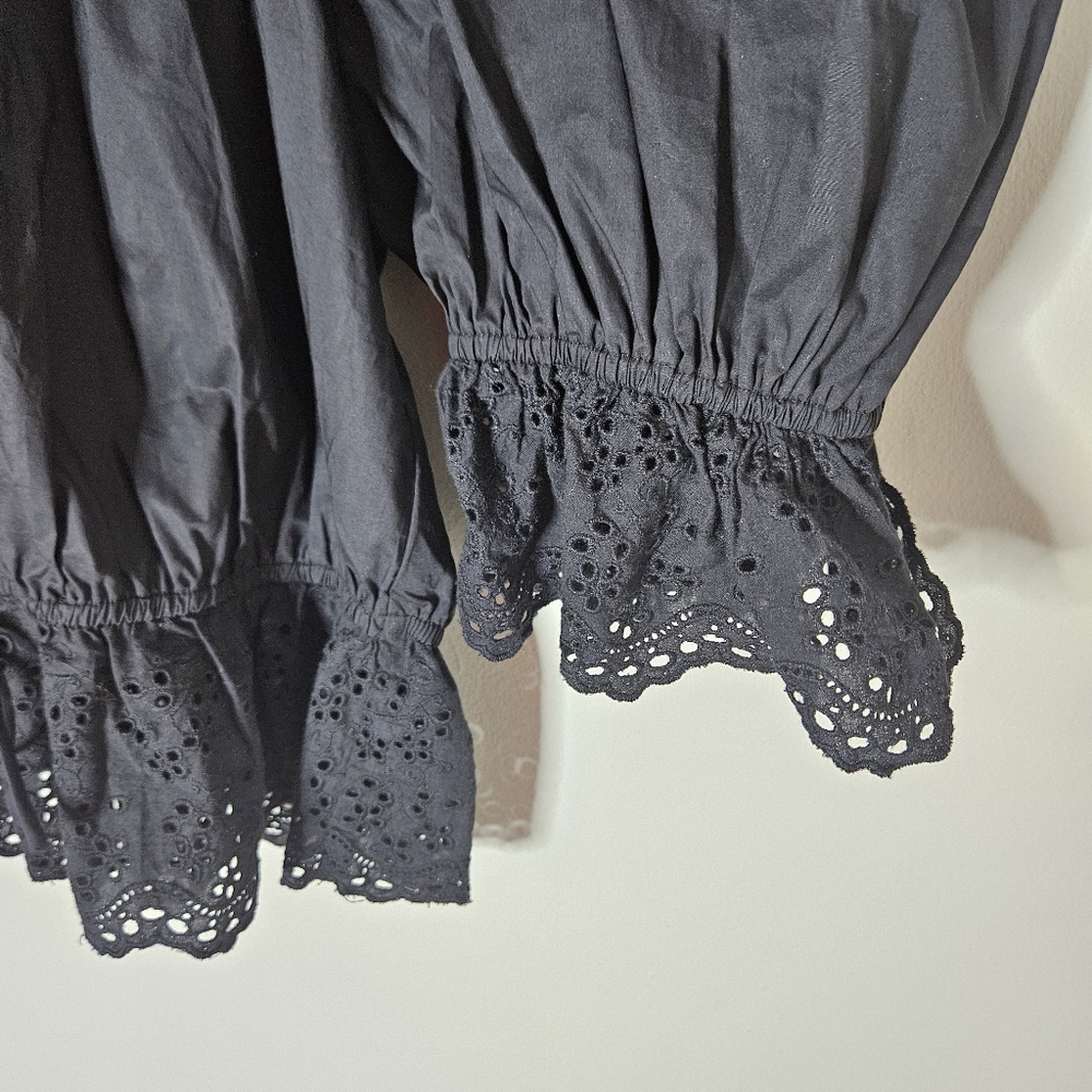 Sofie The Label Emi Eyelet Top Blouse Black Puff Sleeves M Medium - Picture 5 of 7